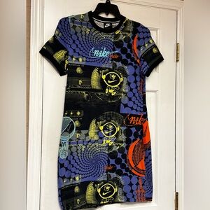 Nike Blue and Yellow Graphic Mini Dress